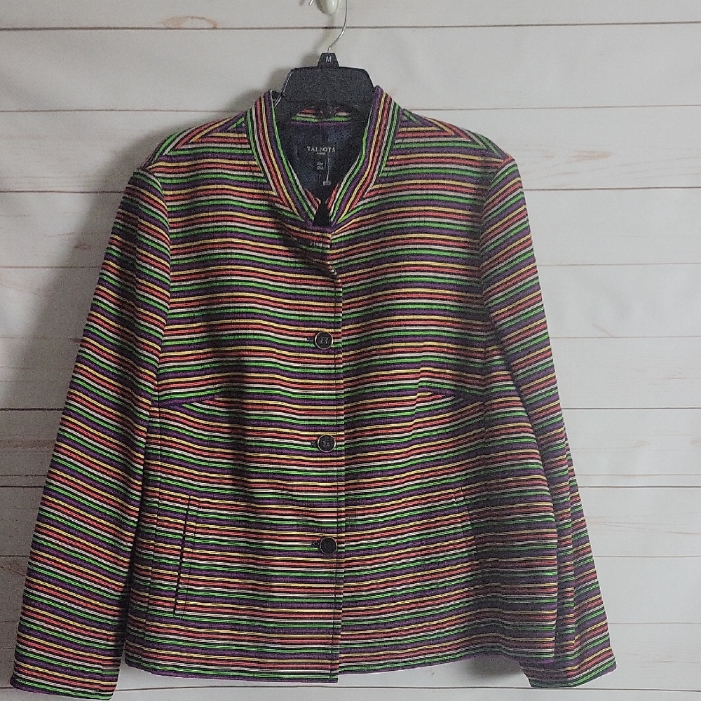 Talbots Womens Buisness Casual Colorful Long Sleeve Button Front Blazer Jacket